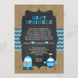 Convites ROBOT BOY baby sprinkle / quadro de chalkboard RUS