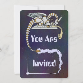 Convites Robot Dragon Escrevendo em Scroll