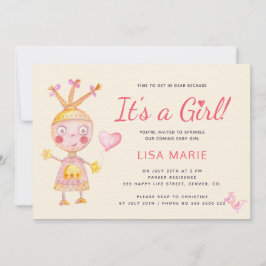 Convites Robot rosa-d'água que é um chá de fraldas