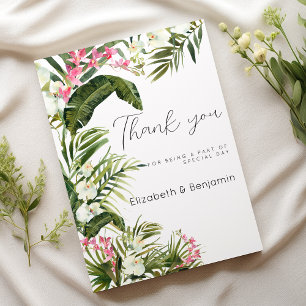 Convites Rochosas brancas-cor-de-rosa-tropicais Obrigado