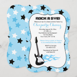 Convites Rock a Bye Blue Rock Star Chá de fraldas