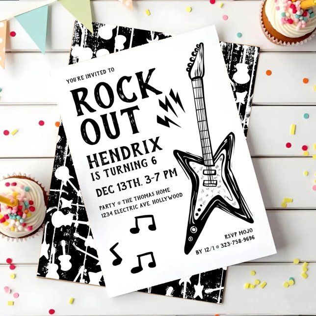 Convites Rock and Roll Guitar Birthday (Criador carregado)