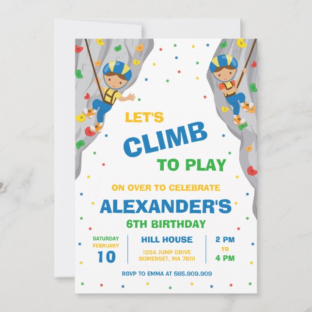 Convites Rock Climbing Birthday Party Invitation (Frente)