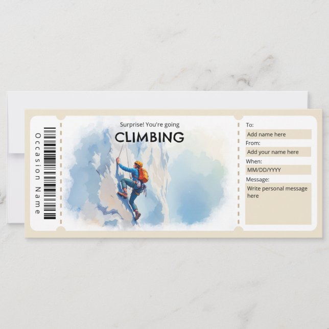 Convites Rock Climbing Gift Certificate (Frente)