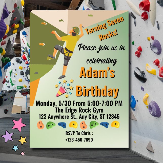 Convites Rock Climbing Gym Adventure Birthday Invitation (Criador carregado)