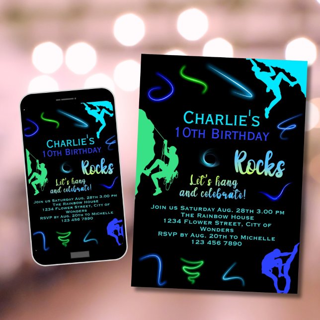 Convites Rock Escalando Festa de Aniversário do Menino ao I (Criador carregado)