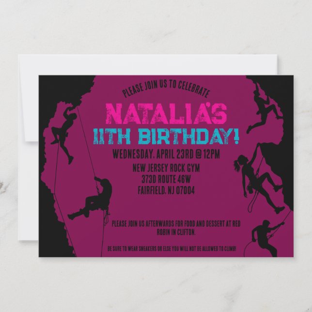 Convites Rock Escalbing Gym Birthday (Frente)