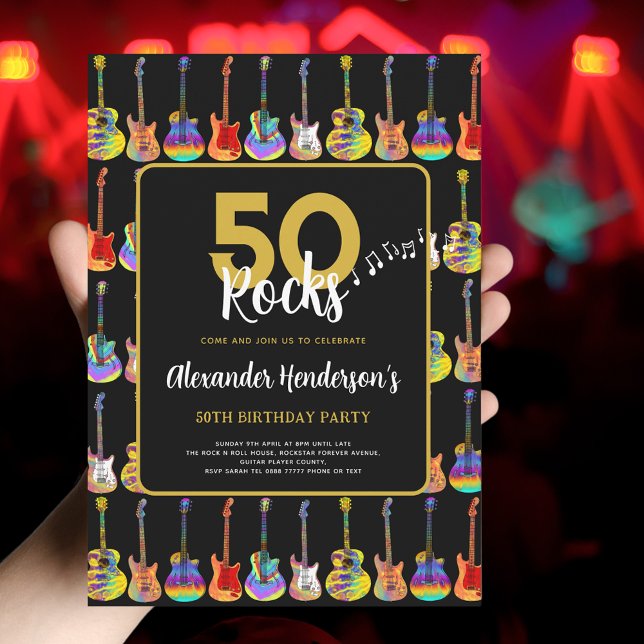 Convites Rock n Roll 50th Festa de aniversário (Rock and roll 50th birthday party invitation )