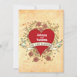 Convites Rock n Roll Wedding (Rosas) ESPANHOL