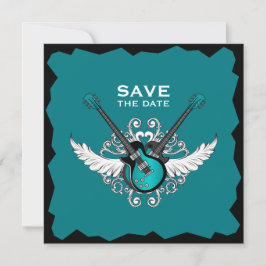 Convites Rock 'n' Roll Weding Date Black Teal
