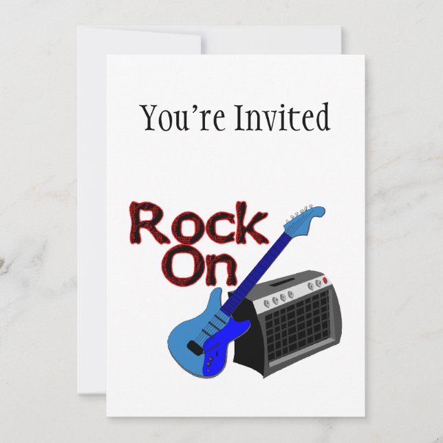 Convites Rock On Guitar & Amp (Frente)