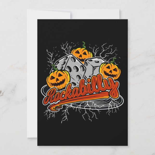 Convites Rockabilly Rock Music Pumpkin Halloween (Frente)