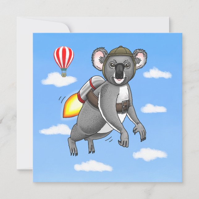 Convites Rocket Koala Bear (Frente)
