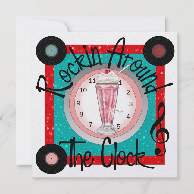 Convites Rockin' em torno da festa do relógio - SRF (Frente)