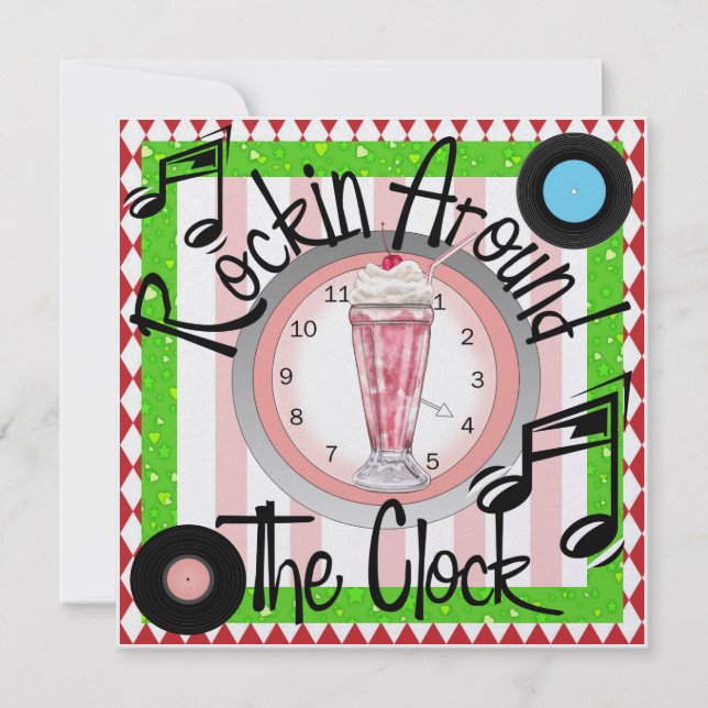 Convites Rockin' em torno da festa do relógio - SRF (Frente)