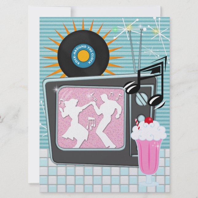 Convites Rockin em torno do relógio - SRF (Frente)