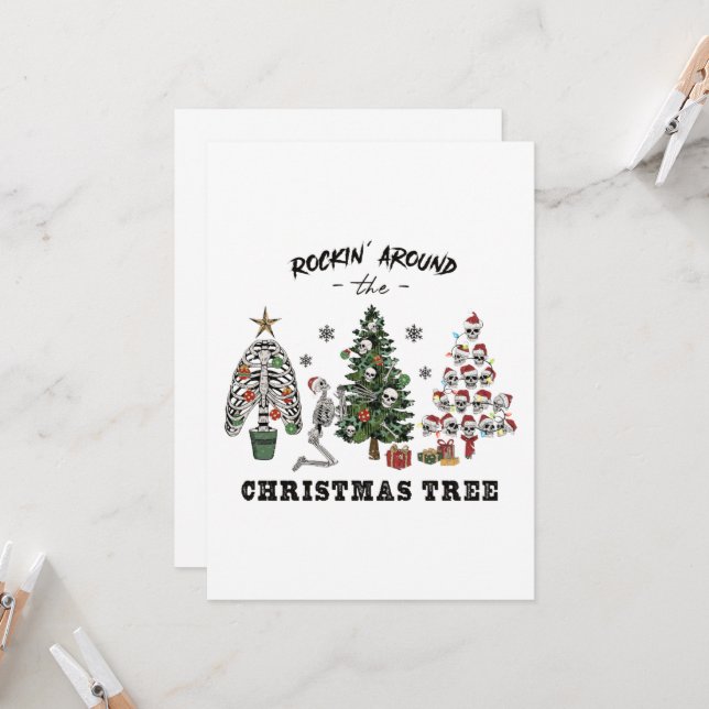Convites Rockin Na Árvore De Natal (Frente/Verso In Situ)