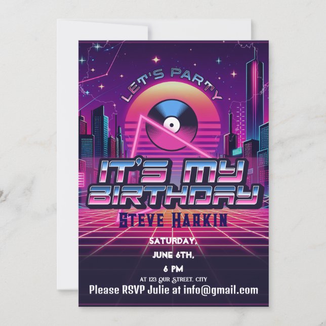 Convites Rockin Vaporwave (Frente)