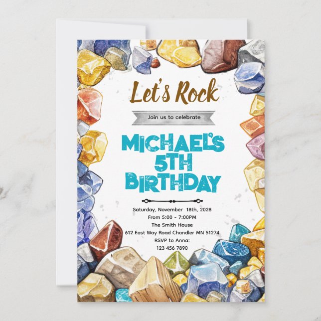 Convites Rocks Geology Birthday party invitation (Frente)