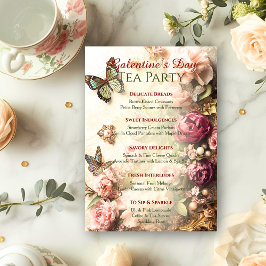 Convites Rococo Butterfly Garden Galentine Tea Party Menu