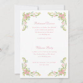 Convites Rococo Ornate Floral Border Rehearsal Dinner
