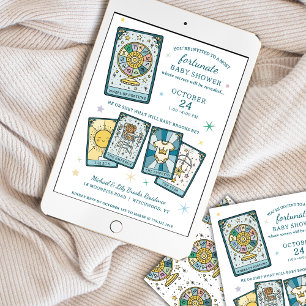 Convites Roda da Fortuna do Tarot Revelação de Gênero Chá d