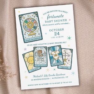 Convites Roda da Fortuna do Tarot Revelação de Gênero Chá d