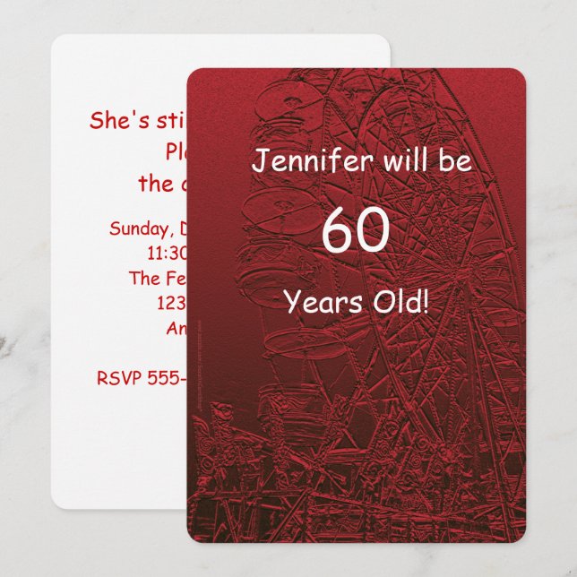 Convites Roda-Ferris De Dois Lados Com 60 Anos De Festa de  (Frente/Verso)