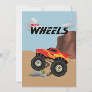 Convites Rodas de monstro laranja, amarelo, vermelho, verde