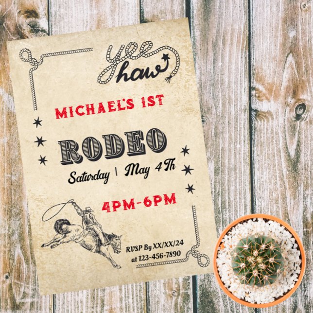 Convites Rodeio Cavalgada Ocidental Cowboy Aniversário Rode (Criador carregado)