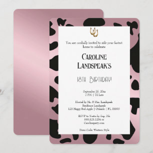 Convites Rodeio Moderno de Aniversário Rosa Dourado Impress