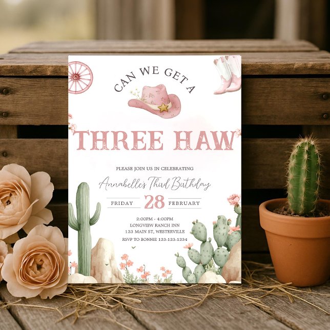Convites Rodeo Birthday Invitation Three, Third Birthday  (Criador carregado)