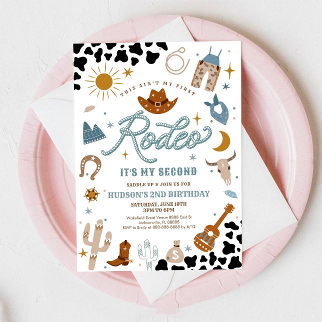 Convites Rodeo Cowboy 2nd Birthday Invitation (Criador carregado)
