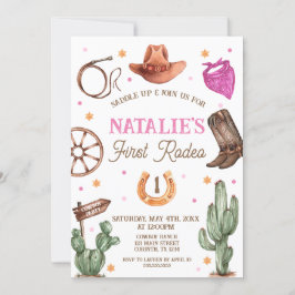 Convites Rodeo Cowgirl western Birthday Party Invitation
