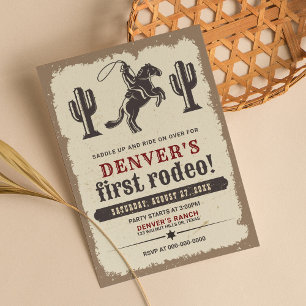 Convites Rodeo Ocidental Cowboy Primeiro Aniversário Rodeo