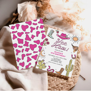 Convites Rodeo Pink Western Birthday