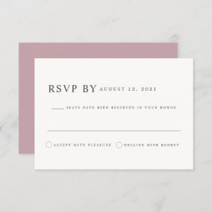 Convites ROGUE Dusty Blush Rosa Mauve Casamento RSVP Card