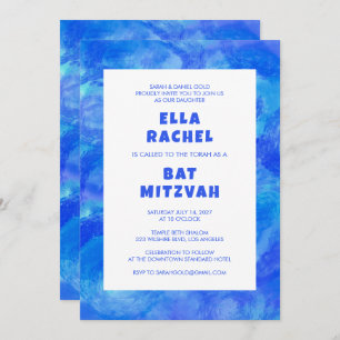 Convites Rolagem de Água Azul Bar Personalizado Bat Mitzvah