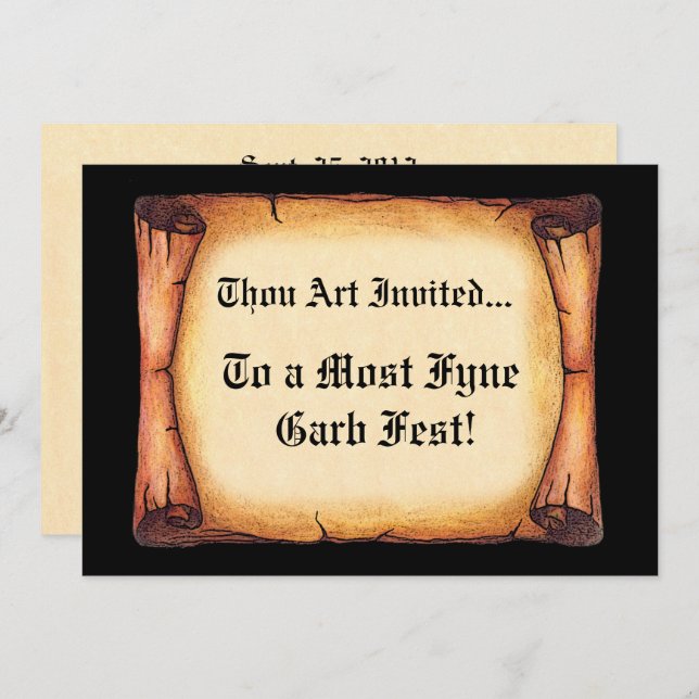 Convites Rolagem medieval (Frente/Verso)