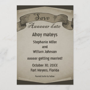 Convites Rolar Pirata Salvar a Data Convidar, Marrom