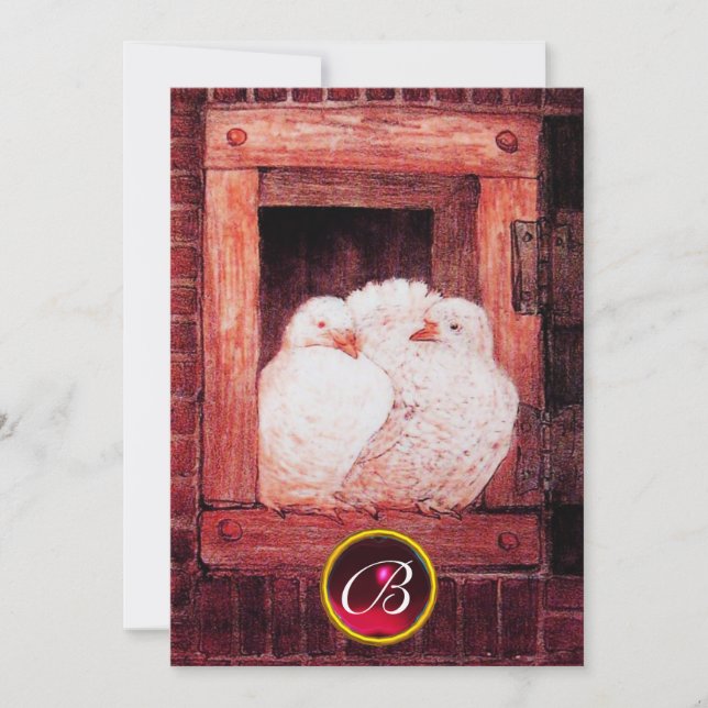 CONVITES ROLAS BRANCAS NA JANELA VERMELHA MONOGRAMA DE CASA (Frente)