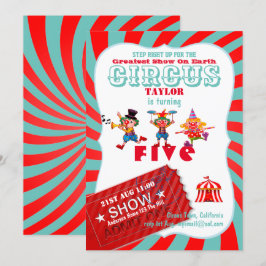 Convites ROLL UP CIRCUS 5 Birthday Boy Greater Show