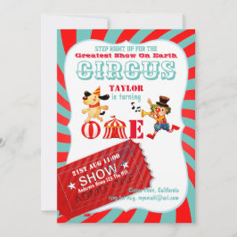 Convites ROLL UP CIRCUS primeiro aniversario Boy Greater Sh