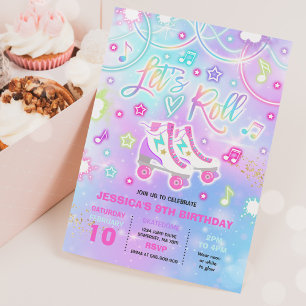 Convites Roller Festa de aniversário Colo Corante Corante