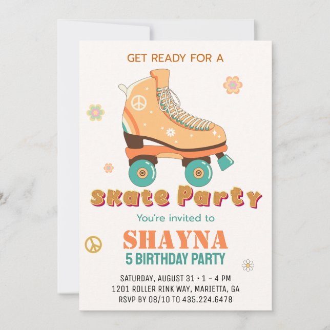 Convites Roller Skating Birthday (Frente)