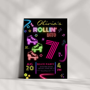 Convites Roller Skating Birthday Glow Party