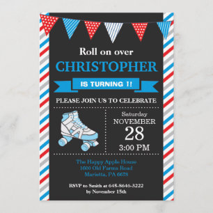 Convites Roller Skating Birthday Invation Festa de aniversá