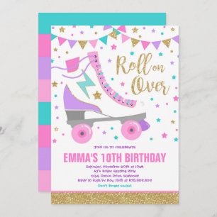 Convites Roller Skating Birthday Invitation Party