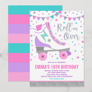 Convites Roller Skating Birthday Invitation Party