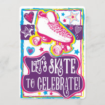 Roller Skating Girls Birthday Rink Invites